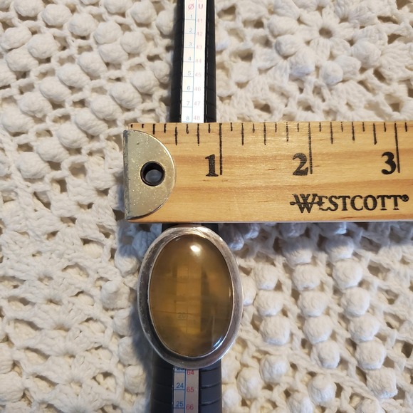 Sterling Silver 925 Large Stripe Oval Cabochon Statement Ring Boho Jewelry Sz 9 - Picture 9 of 9